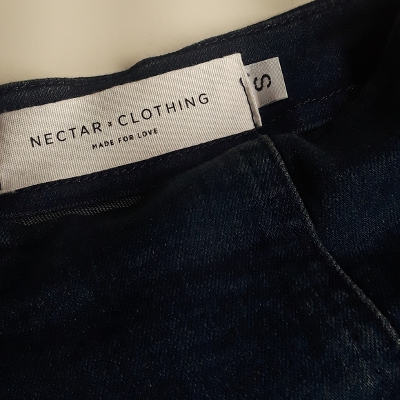 NECTAR CLOTHING Denim Jean Panel Slip On Mini Blue Skirt S - Picture 2 of 6